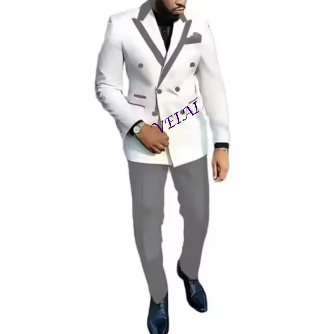 Mens Fashion Blazer - Классический синий мужской костюм-двойка, пошитый на