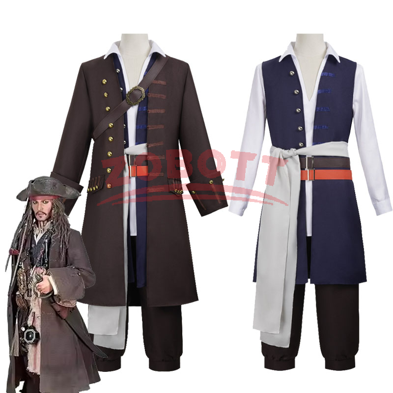 Trench Coat Men - Костюм капитана Джека Спаррока для косплея,