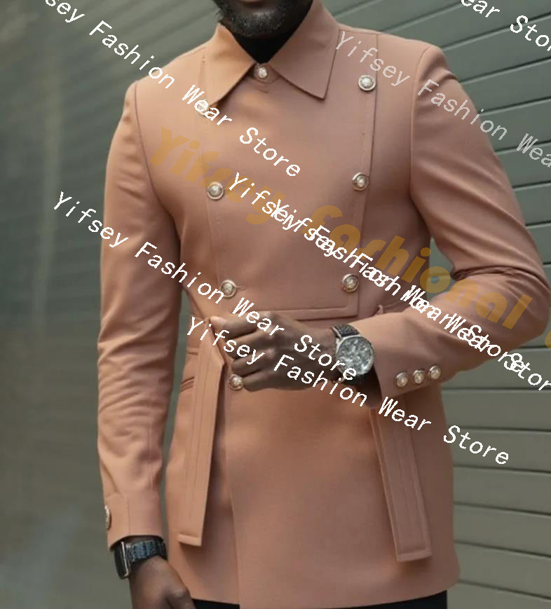 Slim Fit Blazer Men - Костюм-тройка коричневого цвета: двубортный пиджак, роскошная