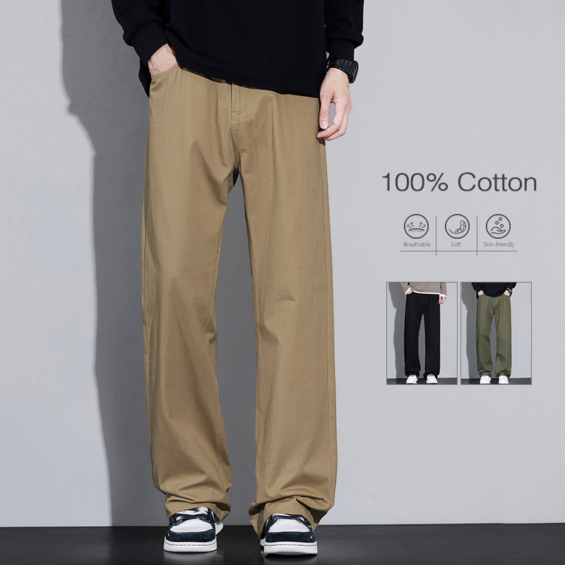 Men'S Fashion Korea - Мужские мешковатые широкие брюки из 100%