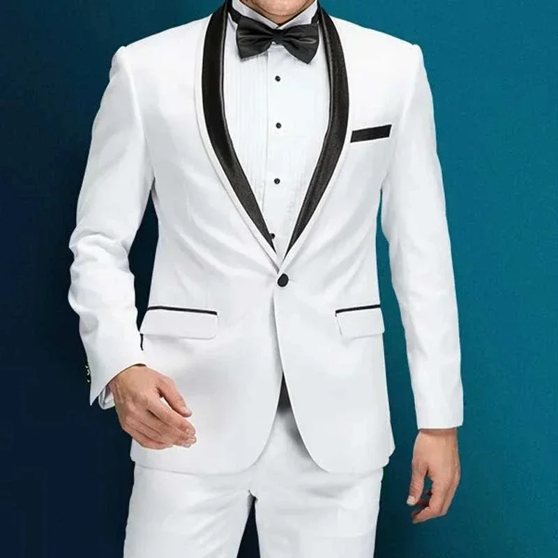 Slim Fit Blazer Men - Элегантный белый свадебный мужской костюм, смокинг