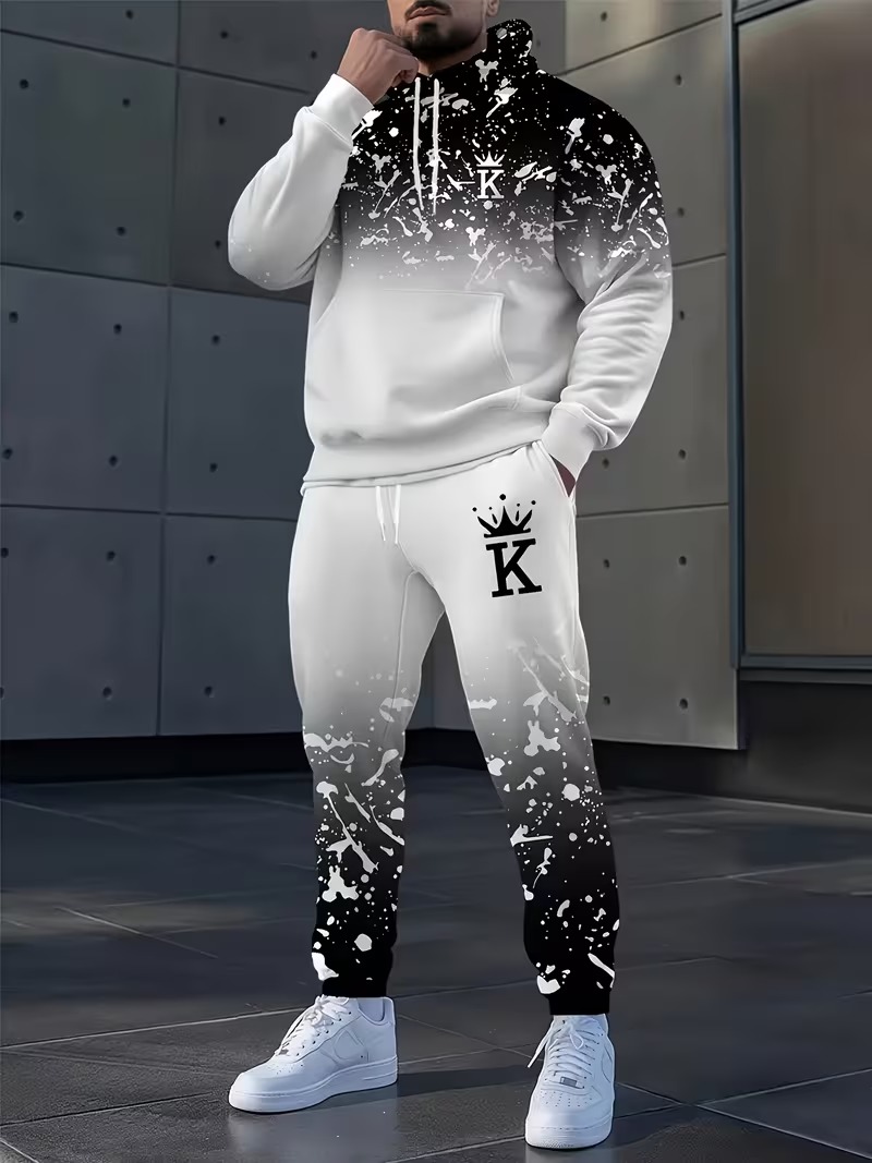 Men'S Fashion Loose Pants - Модный комплект из худи и брюк