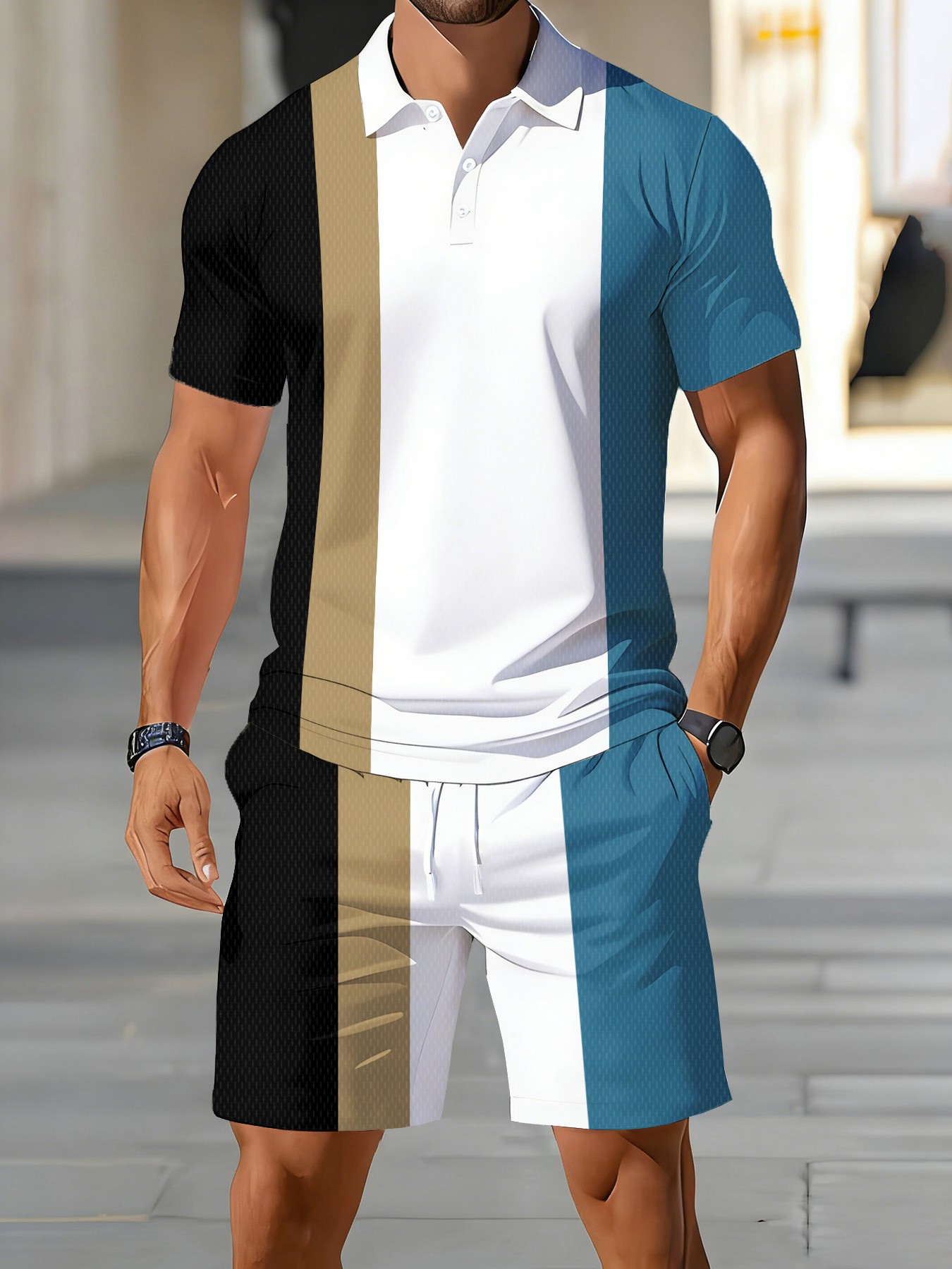 Новый летний мужской комплект  – обзор и цена Men'S Fashion Polo Shirt