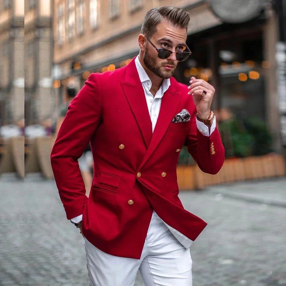 Костюм мужской: красный пиджак – обзор и цена Slim Fit Blazer Men